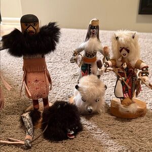 Handcrafted Native American figurines with White, Black  and color Accents
